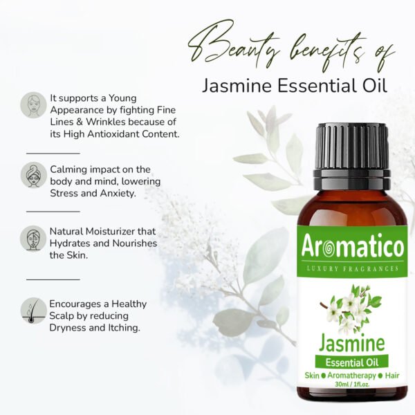 Jasmine Essential Oil for Skin, Hair Growth, Bathing, Diffuser, Home Fragrance & Soap Making. Aromatherapy Fragrance & Massage, Stress Relief | 30ML - Image 6