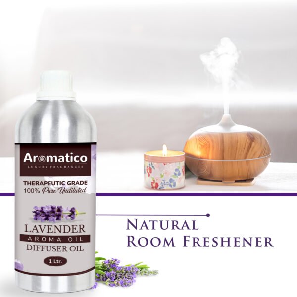 Lavender Diffuser Oil with Strong, Long-Lasting Aroma. Premium Aroma Oil for Homes, Offices & Showrooms. Aromatherapy, Diffusers, Air Purifiers, Vaporizers - 1 Liter (1000 ml) - Image 5