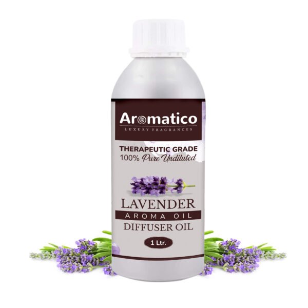 Lavender Diffuser Oil with Strong, Long-Lasting Aroma. Premium Aroma Oil for Homes, Offices & Showrooms. Aromatherapy, Diffusers, Air Purifiers, Vaporizers - 1 Liter (1000 ml)