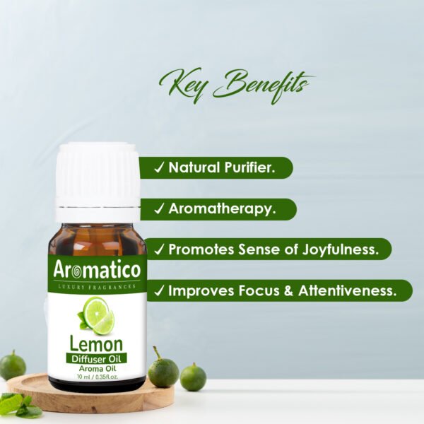 Lemon Diffuser Oil for Long-Lasting - Premium Home Fragrance Oil for Aromatherapy, Meditation & Concentration - Versatile Use in Diffusers, Air Fresheners - 10ml - Image 2