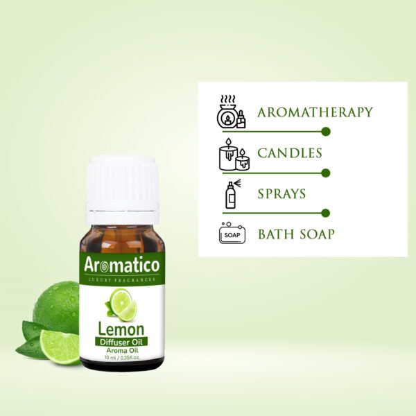 Lemon Diffuser Oil for Long-Lasting - Premium Home Fragrance Oil for Aromatherapy, Meditation & Concentration - Versatile Use in Diffusers, Air Fresheners - 10ml - Image 6