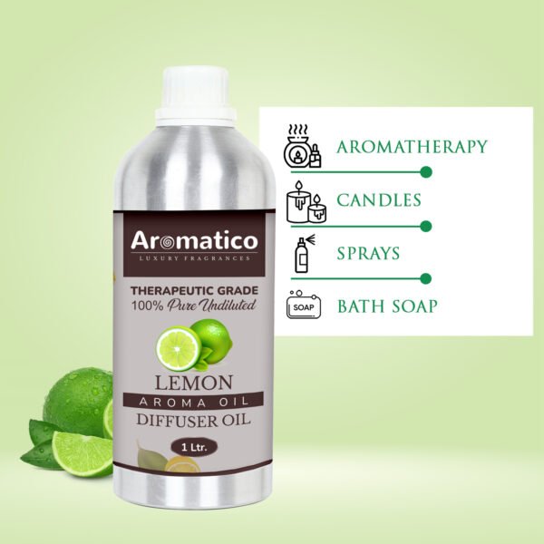 Lemon Diffuser Oil with Strong, Long-Lasting Aroma. Premium Aroma Oil for Homes, Offices & Showrooms. Aromatherapy, Diffusers, Air Purifiers, Vaporizers - 1 Liter (1000 ml) - Image 6