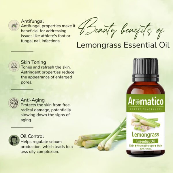 Lemon Grass Essential Oil Enhance Skin Brightness, Elevate Hair Luster | Renewing Care for Face, Scalp & Skin. Pure, Natural & Undiluted | 30ML - Image 7