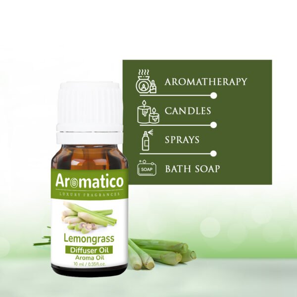 Lemongrass Diffuser Oil for Long-Lasting - Home Fragrance & Aromatherapy | Meditation | Concentration - Versatile Use in Diffusers, Air Fresheners - 10ml - Image 6