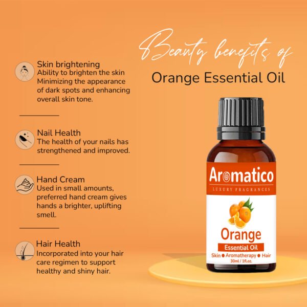 Orange Essential Oil | Skin radiance Enhance Hair Brilliance | Refreshing Care for Face, Scalp & Skin. Pure & Natural Therapeutic Grade & Undiluted Oil | 30ML - Image 7