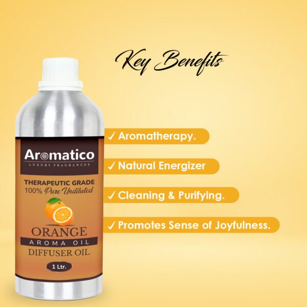 Orange Diffuser Oil with Strong, Long-Lasting Aroma. Premium Aroma Oil for Homes, Offices & Showrooms. Aromatherapy, Diffusers, Air Purifiers, Vaporizers - 1 Liter (1000 ml) - Image 2