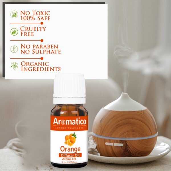 Orange Diffuser Oil for Long-Lasting - Premium Home Fragrance Oil for Aromatherapy, Meditation & Concentration - Versatile Use in Diffusers, Air Fresheners - 10ml - Image 3