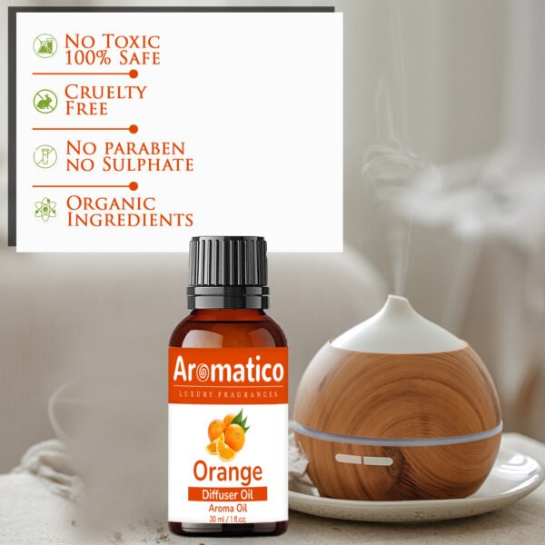 Orange Diffuser Oil for Long-Lasting Fragrance. Premium Aroma Oil for Aromatherapy, Meditation & Concentration. Versatile Use in Diffusers, Air Fresheners - 30ml - Image 3