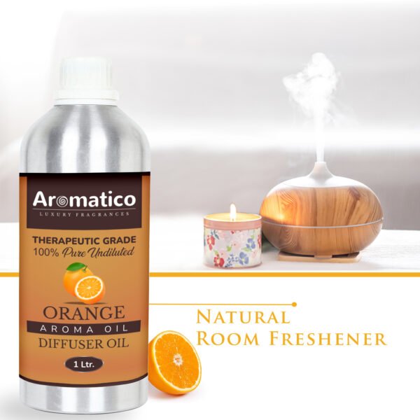 Orange Diffuser Oil with Strong, Long-Lasting Aroma. Premium Aroma Oil for Homes, Offices & Showrooms. Aromatherapy, Diffusers, Air Purifiers, Vaporizers - 1 Liter (1000 ml) - Image 5