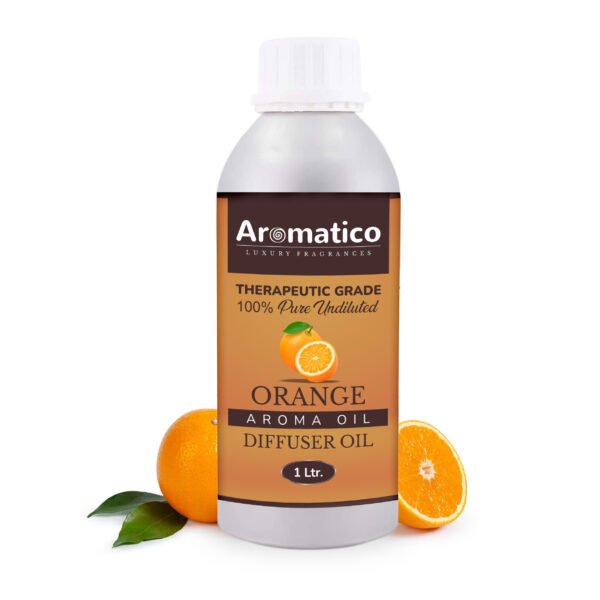 Orange Diffuser Oil with Strong, Long-Lasting Aroma. Premium Aroma Oil for Homes, Offices & Showrooms. Aromatherapy, Diffusers, Air Purifiers, Vaporizers - 1 Liter (1000 ml)