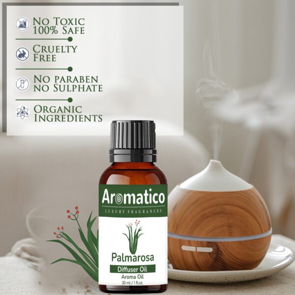 Palmarosa Diffuser Oil | Fresh and Long Lasting Fragrance for Office, Home, Spa & Restaurant | Aroma Essential Aroma Diffuser Oil | 30ML - Image 3