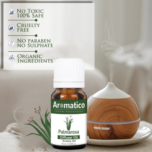 Palmarosa Diffuser Oil | Fresh and Long Lasting Fragrance for Office, Home, Spa & Restaurant | Aroma Essential Aroma Diffuser Oil | 10ML - Image 3