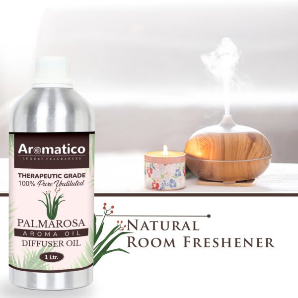 Palmrosa Diffuser Oil with Strong, Long-Lasting Aroma. Premium Aroma Oil for Homes, Offices & Showrooms. Aromatherapy, Diffusers, Air Purifiers, Vaporizers - 1 Liter (1000 ml) - Image 5