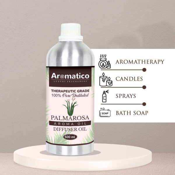 Palmarosa Diffuser Oil with Strong, Long-Lasting Aroma. Premium Aroma Oil for Homes, Offices & Showrooms. Aromatherapy, Diffusers, Air Purifiers, Vaporizers - 500 ml - Image 6