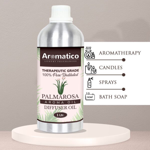 Palmrosa Diffuser Oil with Strong, Long-Lasting Aroma. Premium Aroma Oil for Homes, Offices & Showrooms. Aromatherapy, Diffusers, Air Purifiers, Vaporizers - 1 Liter (1000 ml) - Image 6