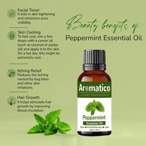 Peppermint Essential Oil for Skin & Hair Care, Scalp, Aromatherapy |100% Pure & Natural Therapeutic Grade, Undiluted - 30ml - Image 7
