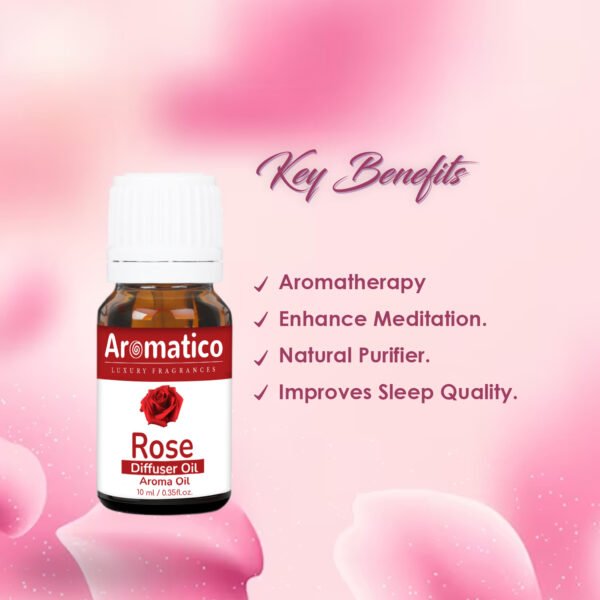 Rose Diffuser Oil for Long-Lasting - Premium Home Fragrance Oil for Aromatherapy, Meditation & Concentration - Versatile Use in Diffusers, Air Fresheners - 10ml - Image 2