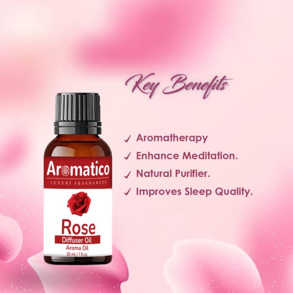 Rose Diffuser Oil for Long-Lasting - Premium Home Fragrance Oil for Aromatherapy, Meditation & Concentration - Versatile Use in Diffusers, Air Fresheners - 30ml - Image 2