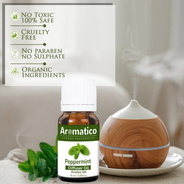 Peppermint Diffuser Oil for Long-Lasting - Premium Home Fragrance Oil for Aromatherapy, Meditation & Concentration - Versatile Use in Diffusers, Air Fresheners - 10ml - Image 3