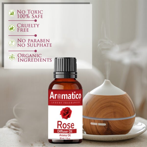 Rose Diffuser Oil for Long-Lasting - Premium Home Fragrance Oil for Aromatherapy, Meditation & Concentration - Versatile Use in Diffusers, Air Fresheners - 30ml - Image 3