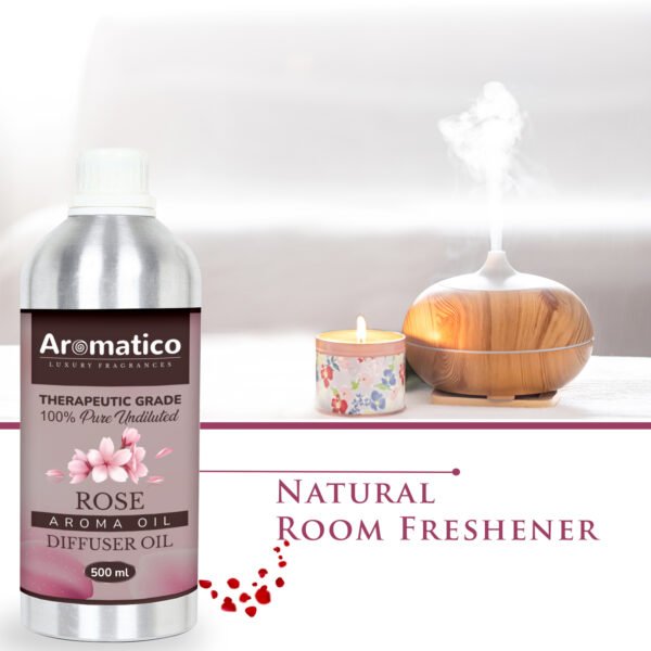 Rose Diffuser Oil with Strong, Long-Lasting Aroma. Premium Aroma Oil for Homes, Offices & Showrooms. Aromatherapy, Diffusers, Air Purifiers, Vaporizers - 500ML - Image 5