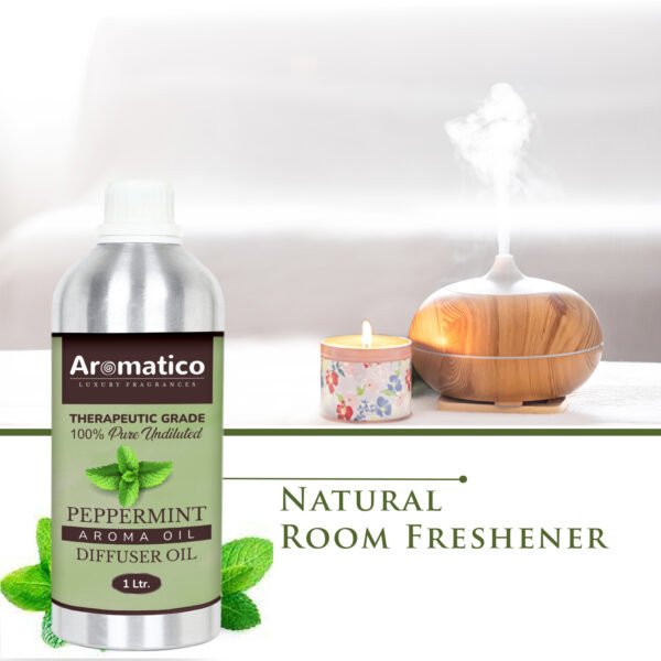 Peppermint Diffuser Oil with Strong, Long-Lasting Aroma. Premium Aroma Oil for Homes, Offices & Showrooms. For Aromatherapy, Diffusers, Air Purifiers, Vaporizers - 1 Liter (1000 ml) - Image 5