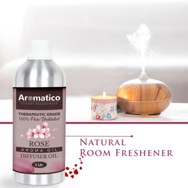 Rose Diffuser Oil with Strong, Long-Lasting Aroma. Premium Aroma Oil for Homes, Offices & Showrooms. Aromatherapy, Diffusers, Air Purifiers, Vaporizers - 1 Liter (1000 ml) - Image 5