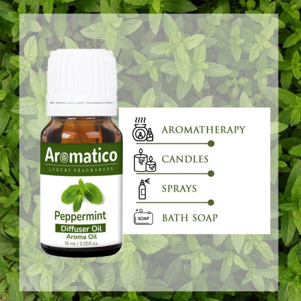 Peppermint Diffuser Oil for Long-Lasting - Premium Home Fragrance Oil for Aromatherapy, Meditation & Concentration - Versatile Use in Diffusers, Air Fresheners - 10ml - Image 6
