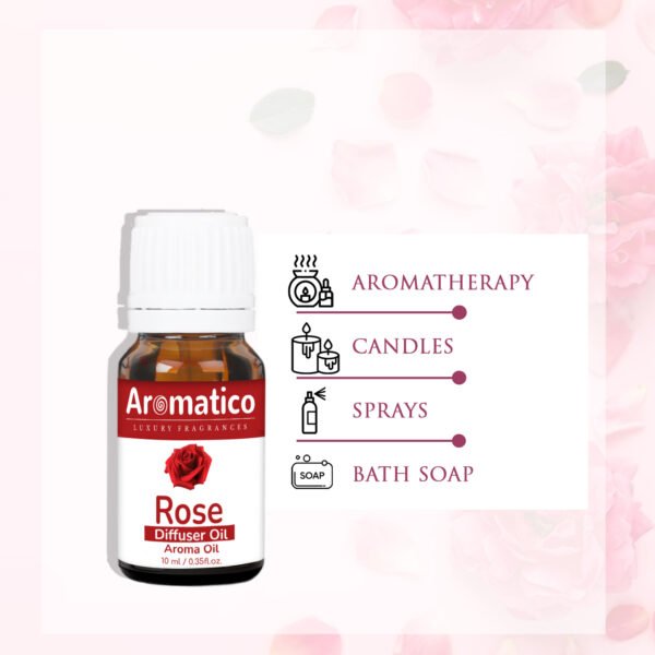 Rose Diffuser Oil for Long-Lasting - Premium Home Fragrance Oil for Aromatherapy, Meditation & Concentration - Versatile Use in Diffusers, Air Fresheners - 10ml - Image 6