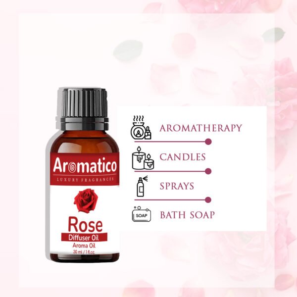 Rose Diffuser Oil for Long-Lasting - Premium Home Fragrance Oil for Aromatherapy, Meditation & Concentration - Versatile Use in Diffusers, Air Fresheners - 30ml - Image 6
