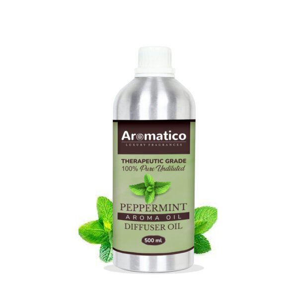 Peppermint Diffuser Oil with Strong, Long-Lasting Aroma. Premium Aroma Oil for Homes, Offices & Showrooms. Aromatherapy, Diffusers, Air Purifiers, Vaporizers - 500ML