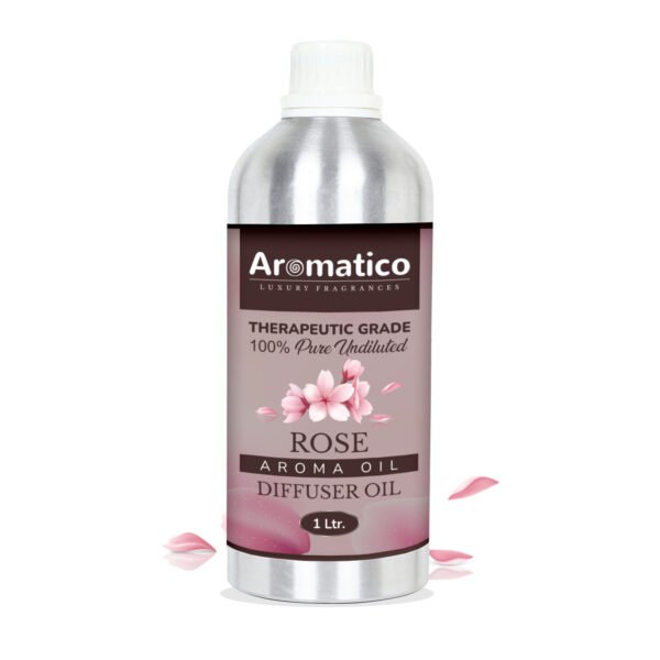 Rose Diffuser Oil with Strong, Long-Lasting Aroma. Premium Aroma Oil for Homes, Offices & Showrooms. Aromatherapy, Diffusers, Air Purifiers, Vaporizers - 1 Liter (1000 ml)