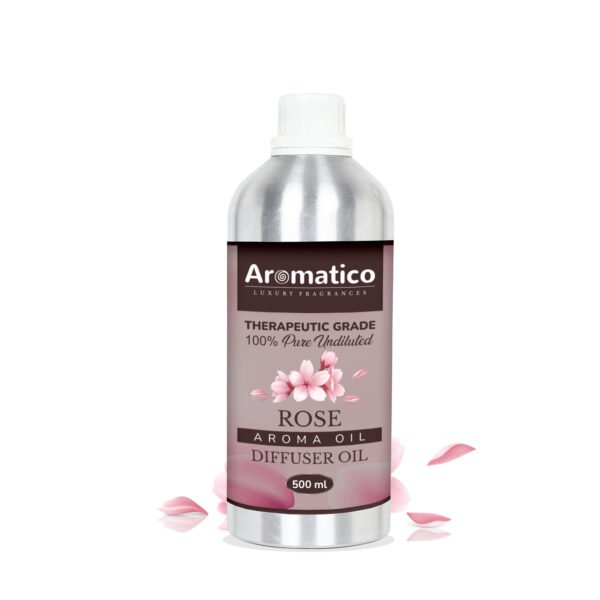 Rose Diffuser Oil with Strong, Long-Lasting Aroma. Premium Aroma Oil for Homes, Offices & Showrooms. Aromatherapy, Diffusers, Air Purifiers, Vaporizers - 500ML