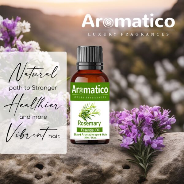 Rosemary Essential Oil. Helps Hair Growth, Controls Hair fall & Dandruff. Aroma Therapy, Stress Relief, Skin & Sleep. 100% Pure & Natural - 30ml - Image 2
