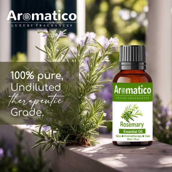 Rosemary Essential Oil. Helps Hair Growth, Controls Hair fall & Dandruff. Aroma Therapy, Stress Relief, Skin & Sleep. 100% Pure & Natural - 30ml - Image 6