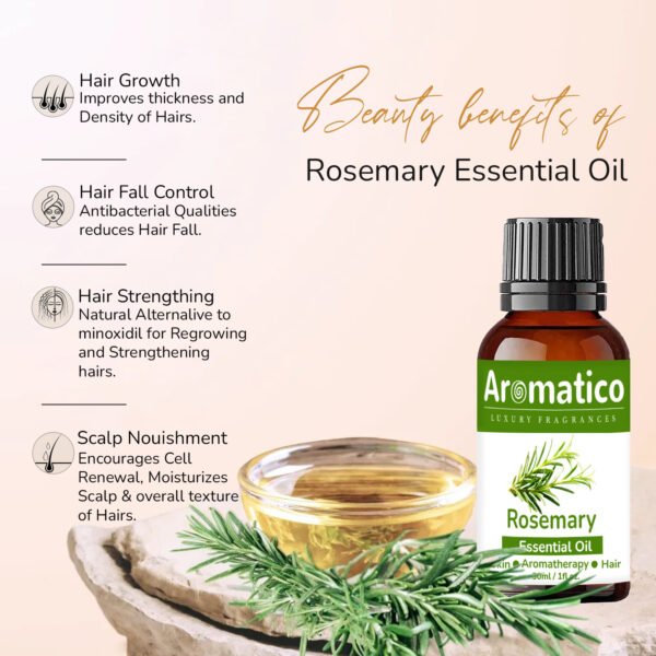 Rosemary Essential Oil. Helps Hair Growth, Controls Hair fall & Dandruff. Aroma Therapy, Stress Relief, Skin & Sleep. 100% Pure & Natural - 30ml - Image 7