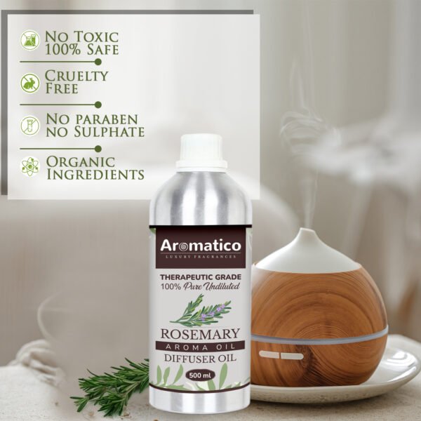 Rosemary Diffuser Oil with Strong, Long-Lasting Aroma. Premium Aroma Oil for Homes, Offices & Showrooms. Aromatherapy, Diffusers, Air Purifiers, Vaporizers -500ML - Image 3