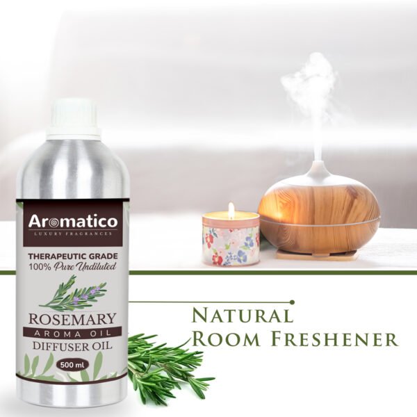 Rosemary Diffuser Oil with Strong, Long-Lasting Aroma. Premium Aroma Oil for Homes, Offices & Showrooms. Aromatherapy, Diffusers, Air Purifiers, Vaporizers -500ML - Image 5