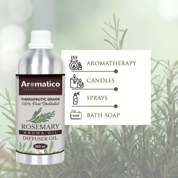 Rosemary Diffuser Oil with Strong, Long-Lasting Aroma. Premium Aroma Oil for Homes, Offices & Showrooms. Aromatherapy, Diffusers, Air Purifiers, Vaporizers -500ML - Image 6