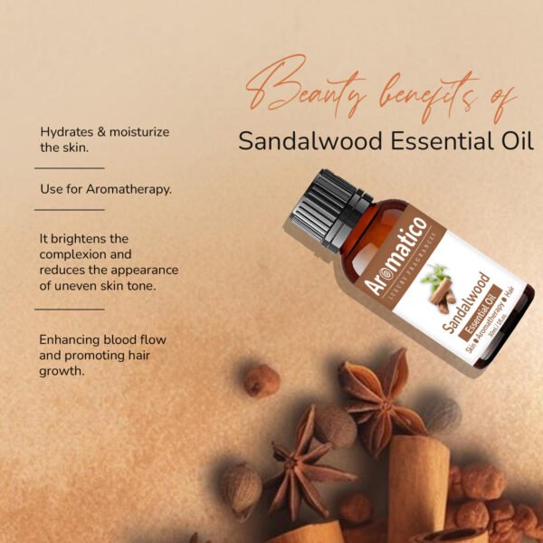 Sandalwood Essential Oil for Aroma Therapy, Stress Relief & Relaxation - Organic Oil for Aromatherapy, Diffuser, Soap & Candle Making - 30ML - Image 7