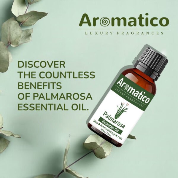 Palmarosa Essential Oil 100% Pure Natural & Undiluted Therapeutic Grade for Dry Skin Care and Aromatherapy - 30ml - Image 2
