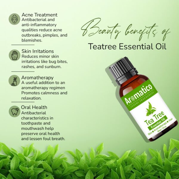 Tea Tree Essential Oil For Hair Growth, Skin & Face Care - Tea Tree Oil For Dandruff | Promotes Blemish Free Skin, Improves Hair Growth 100% Pure, Natural | 30ML - Image 4