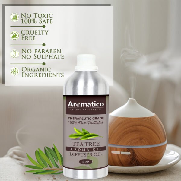 Tea Tree Diffuser Oil with Strong, Long-Lasting Aroma. Premium Aroma Oil for Homes, Offices & Showrooms. Aromatherapy, Diffusers, Air Purifiers, Vaporizers - 1 Liter (1000 ml) - Image 3
