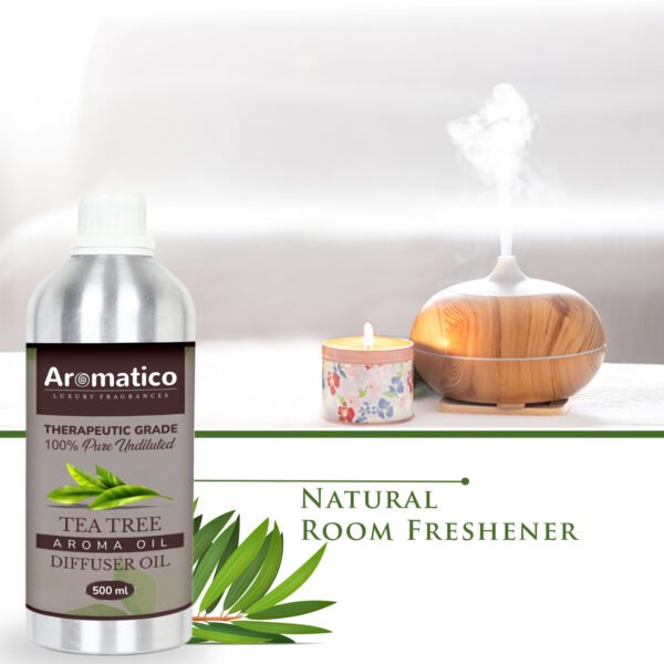 Tea Tree Diffuser Oil with Strong, Long-Lasting Aroma. Premium Aroma Oil for Homes, Offices & Showrooms. Aromatherapy, Diffusers, Air Purifiers, Vaporizers - 500ML - Image 5