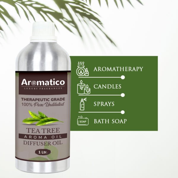 Tea Tree Diffuser Oil with Strong, Long-Lasting Aroma. Premium Aroma Oil for Homes, Offices & Showrooms. Aromatherapy, Diffusers, Air Purifiers, Vaporizers - 1 Liter (1000 ml) - Image 6