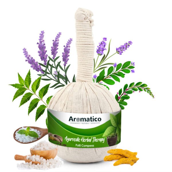 Ayurvedic Herbal Potli Compress with Neem & Turmeric, Pain Relief, Knee, Muscles Relaxation, Neck, Back, Legs, Increase Blood Circulation for Men Women – 180 GM.