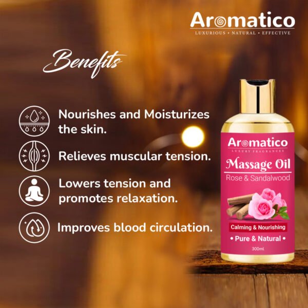 Rose & Sandalwood Massage Oil – 300ml, Elegant & Feminine Sensual Oil for Romantic Massages, Luxurious & Non-Sticky, 100% Natural, Perfect for Intimate Moments - Image 7