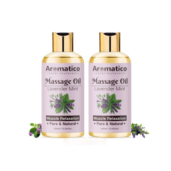 Lavender Mint Massage Oil. Seductive, Sensual Oil for Date Nights. Intimate, Romantic Massage Oil for Couples. Non-sticky Formula, 100% Natural - - 300ml Pack of 2